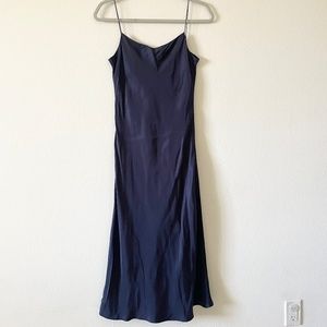 Thoery Women's Stain Midi Slip Dress Dark Denim Size S